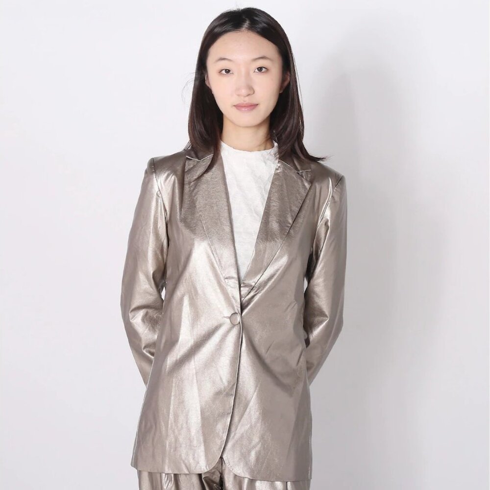 Modern Identity Faux Leather One Button Blazer - Large NWT
